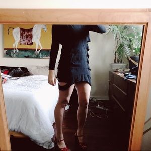 Alice + Olivia Black Cutout Mini Dress long sleeve